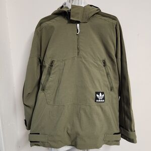Adidas Men's Green Hooded Windbreaker, Pullover, Jacket, Army Green, Medium, Exc